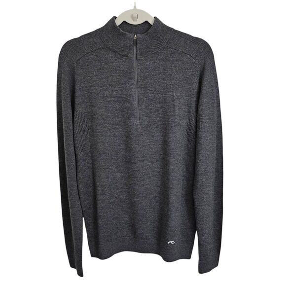 Kjus Sweater Men Medium Gray Wool Kulm Engineered Knit Half Zip Ventilation NWOT - Picture 1 of 12